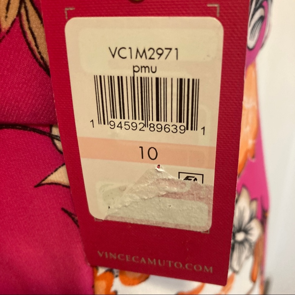 Vince Camuto dress floral mixed print sleeveless side knot twist front midi - Picture 6 of 16